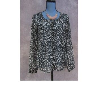 NEW Old Navy Black & White Semi Sheer Blouse Sz S